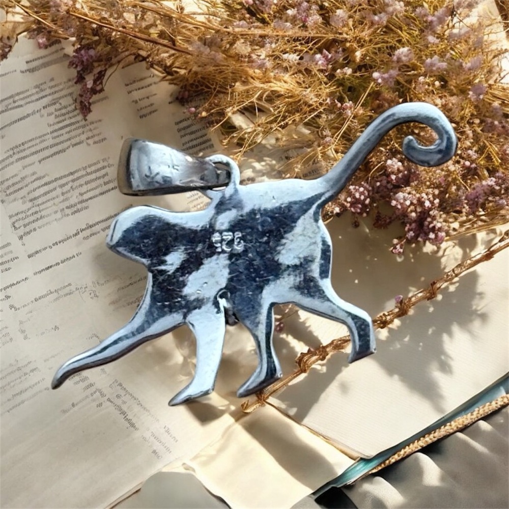 .925 Sterling Silver Monkey Pendang - image 2
